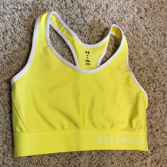 BNWOT Under Armour Sports Bra in bright yellow size small - Picture 1 of 5